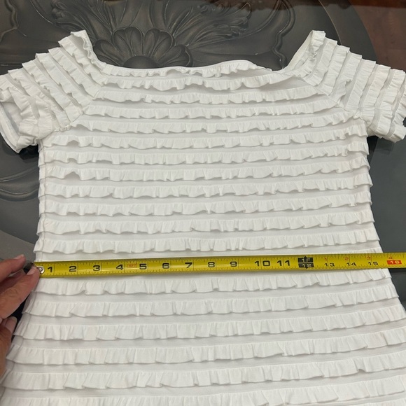 Frank Lyman White Ruffled Tee Size 10 - Picture 6 of 7